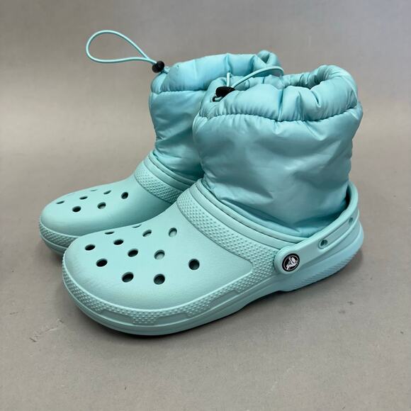Crocs Classic Lined Neo Puff Boot in Aqua Slip On Women's Size 9 Men's 7 - Picture 2 of 14
